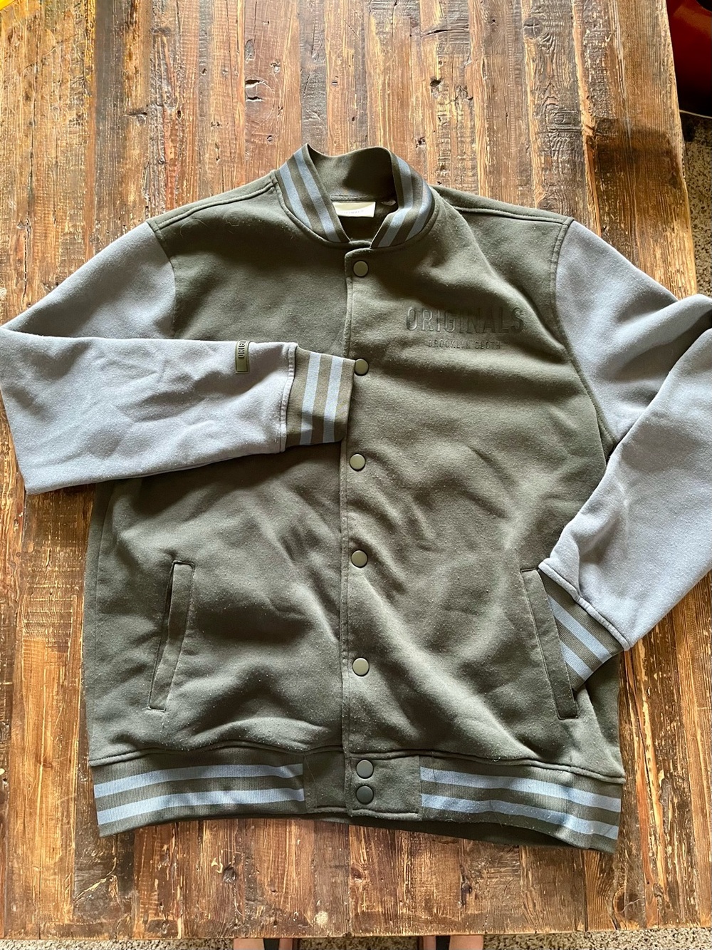 Original Use Black and Gray Navy Bomber Varsity Collegiate Jacket 
Sz M